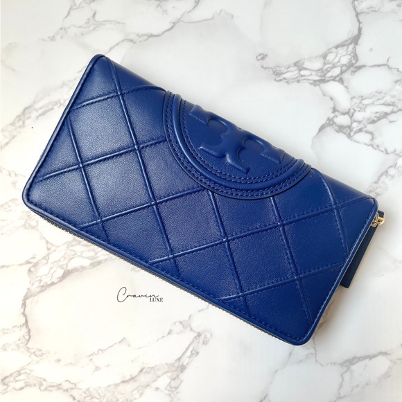 ❌SOLD❌ New Tory Burch Fleming Soft Continental Wallet Blue - Picture 2 of 11